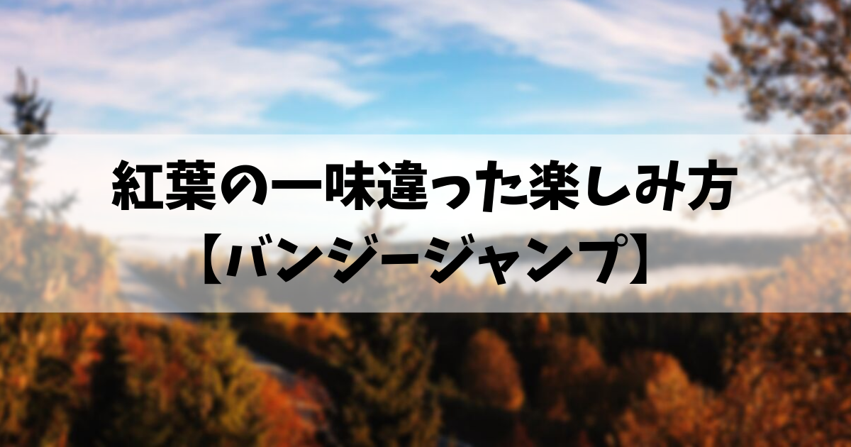 バンジージャンプ 紅葉の一味違った楽しみ方 趣味に生きる男のブログ